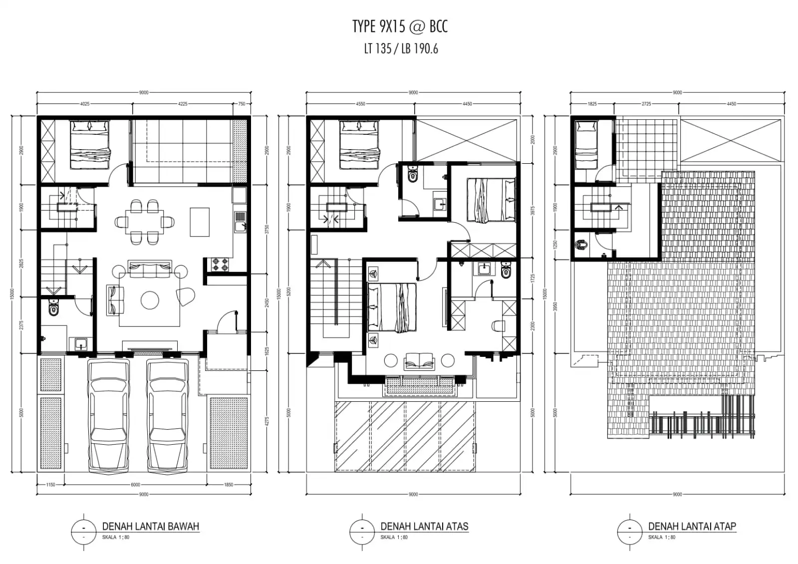 denah cluster monteverde tipe vivaldi bukit cimanggu city bogor